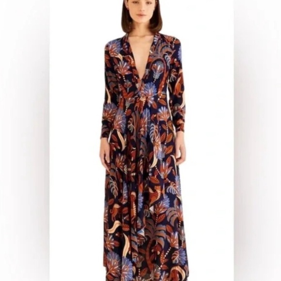FARM Rio Blue Nature Beauty Vibrant Long Sleeve Maxi Dress NWT - mordernwear.com FARM Rio Blue Nature Beauty Vibrant Long Sleeve Maxi Dress NWT - mordernwear.com